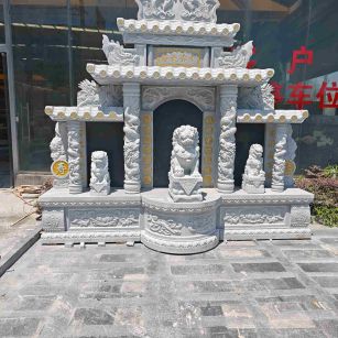 铜陵芝麻白中国黑石材套墓 花岗岩墓碑
